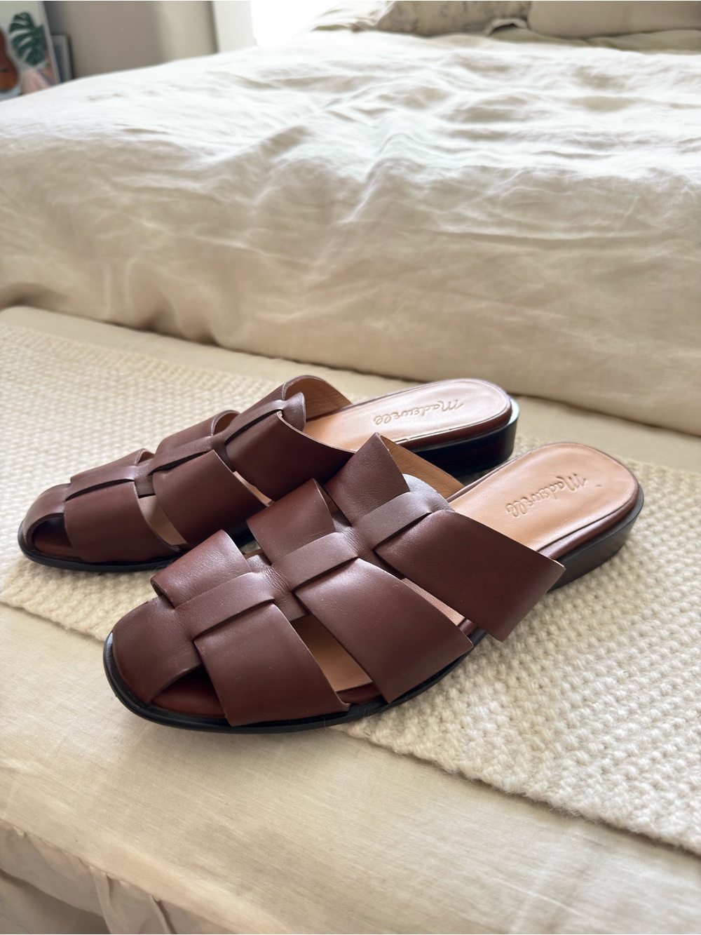 Madewell Brown Leather Fisherman Sandal Flats